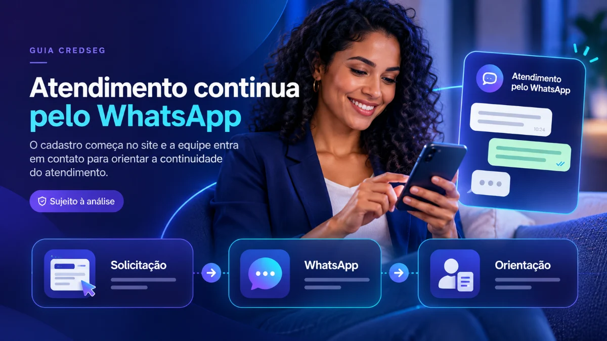 Atendimento do Crédito na Conta de Luz: solicitação no site, contato pelo WhatsApp e orientação da equipe CredSeg.